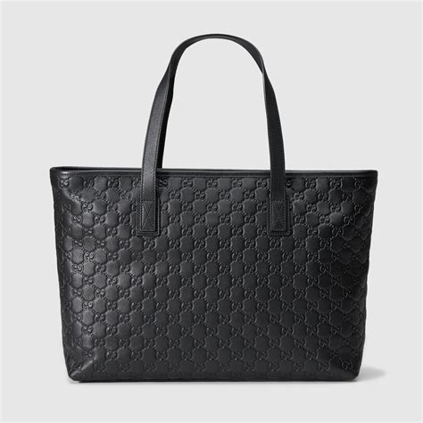 gucci black tote with leather handle|gucci tote bag outlet.